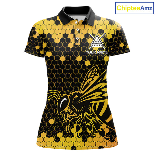 Hexagon Bee 8 Ball Pool Billiard Polo & Quarter-Zip Jerseys For Women Custom Billiard Team Appeal NYN2759