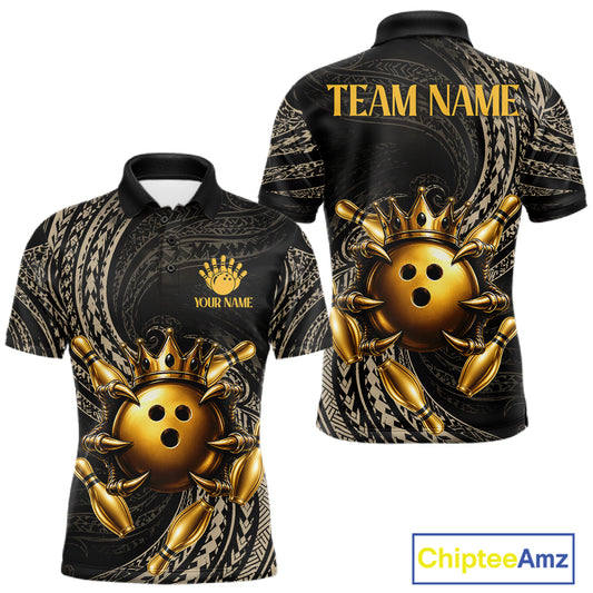 Black And Gold Crown Bowling Ball & Pin Jerseys For Men Custom Claws Skull Bowling Team Attire NYN3170