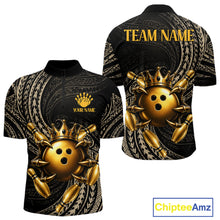 Load image into Gallery viewer, Black And Gold Crown Bowling Ball &amp; Pin Jerseys For Men Custom Claws Skull Bowling Team Attire NYN3170