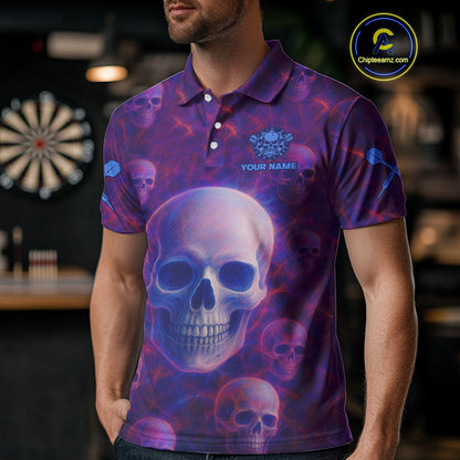 Colorful Lightning Skulls Pattern Darts Shirt For Men - Customizable Name & Team NYN0403