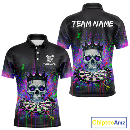 Grunge Pink Ribbon Dartboard Custom Breast Cancer Awareness Darts Polo Shirt For Men NYN1825