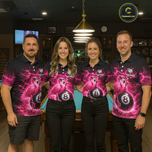Load image into Gallery viewer, Thunder Pink Funny Flamingo Smokes Pool 8 Ball Men Billiard Shirt Custom Ball Billiard Team Attire NYN2612