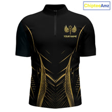 Load image into Gallery viewer, Personalized Black And Gold Wings Dart Arrow Men Darts Quarter-Zip Shirt Custom Dart Team Jersey NYN2619