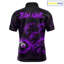 Load image into Gallery viewer, Horror Wolfs Purple Flames Smoke Pool 8 Ball Men Billiard Shirt Custom Ball Billiard Team Attire NYN2621