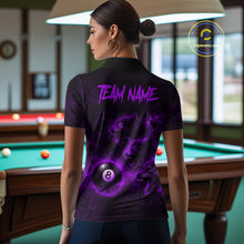 Load image into Gallery viewer, Horror Wolfs Purple Flames Smoke Pool 8 Ball Women Billiard Shirt Custom Ball Billiard Team Attire NYN2621