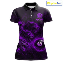 Load image into Gallery viewer, Horror Wolfs Purple Flames Smoke Pool 8 Ball Women Billiard Shirt Custom Ball Billiard Team Attire NYN2621