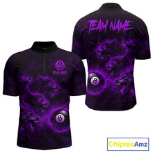 Load image into Gallery viewer, Horror Wolfs Purple Flames Smoke Pool 8 Ball Men Billiard Shirt Custom Ball Billiard Team Attire NYN2621