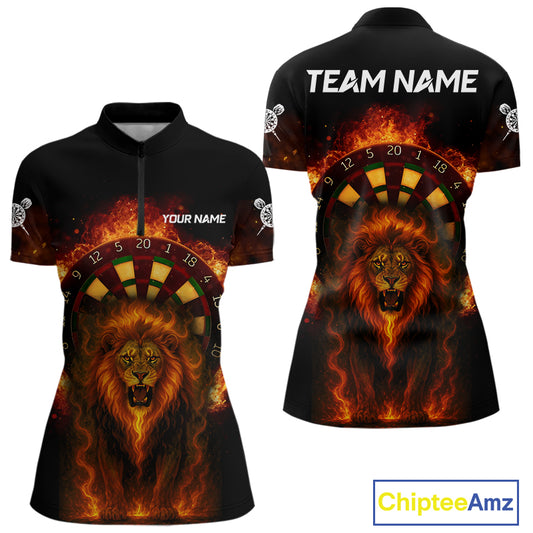 Dartboard Flame Lion Dart Shirts Custom Dart Team Shirt For Women, Dart Jerseys NYN0224