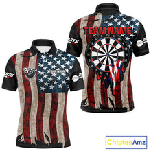 Load image into Gallery viewer, Dripping Dartboard Grunge US Flag Men's Darts Shirt - Custom Name For Dart Players NYN0420