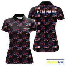 Load image into Gallery viewer, USA 250th anniversary womens golf polo shirt patriotic black golf top