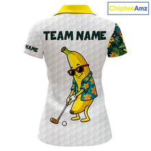 Load image into Gallery viewer, Custom Banaba Golfer Golf Ball Team Attire Tropical Monstera Golf Polo Golf Shirts For Women NYN3178