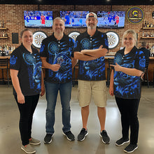 Load image into Gallery viewer, Blue Neon Tiger Lightning Dartboard Men Dart 1/4-Zip Shirts Custom Name &amp; Team Dart Jerseys NYN2100