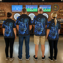 Load image into Gallery viewer, Blue Neon Tiger Lightning Dartboard Men Dart 1/4-Zip Shirts Custom Name &amp; Team Dart Jerseys NYN2100
