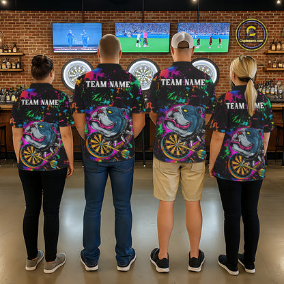 Custom Colorful Bulldog Dartboard 3D Funny Dart Shirts Polo For Men Dart League Jerseys NYN2107