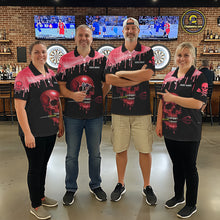 Load image into Gallery viewer, Custom Holographic Red Skull Darts Shirt 1/4-Zip For Men Light Skull Dart League Jerseys NYN2110