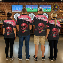Load image into Gallery viewer, Custom Holographic Red Skull Darts Shirt 1/4-Zip For Men Light Skull Dart League Jerseys NYN2110