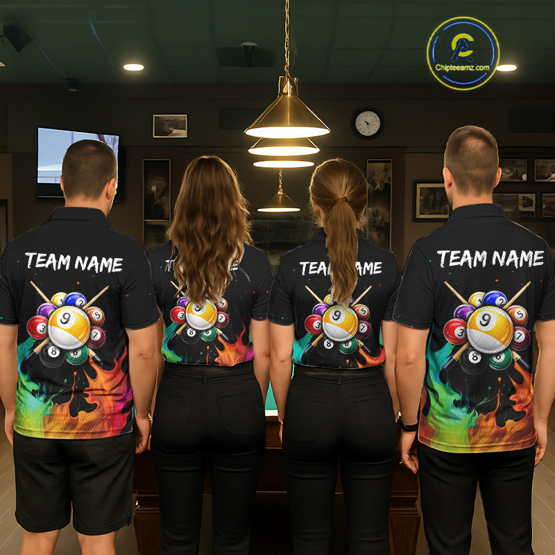Splatter Paint Men's Billiard Ball Shirt Personalized 8 Ball Cue Billiard Team Shirt NYN2335