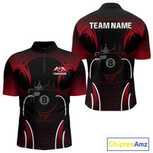 Load image into Gallery viewer, Black &amp; Red 8 Ball Crown Men's Billiard Polo &amp; 1/4 Zip Shirt Custom Billiard Team Jersey NYN2344