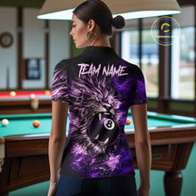 Load image into Gallery viewer, Purple Smokes Lion Paint Pool 8 Ball Women Billiard Polo &amp; 1/4-Zip Shirt Custom Billiard Team Attire NYN2626