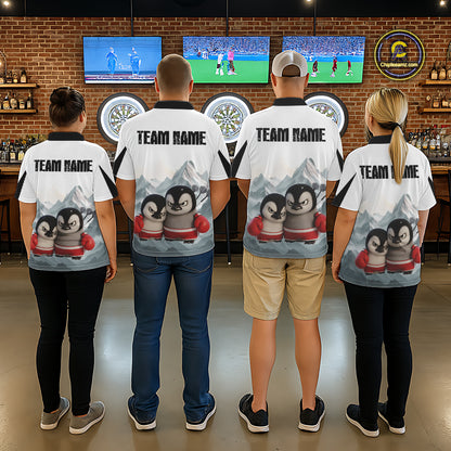 Boxing Fierce Penguin Duo Couple Men Darts 1/4-Zip Shirt Custom Funny Dart Team Jerseys NYN2357