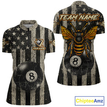 Load image into Gallery viewer, Funny Bee Crack Pool 8 Ball Women's Billiard Polo &amp; 1/4 Zip Shirt Custom Billiard Ball Attire NYN2360