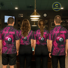 Load image into Gallery viewer, Funny Flamingo Pool Men's Billiard Team Shirts Custom Pink Grunge 8 Ball Billiard Attire NYN2363