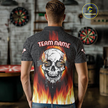 Load image into Gallery viewer, Custom White And Black Flames Skull Dartboard Dart Shirts For Men Dart Team Jerseys NYN0070