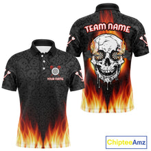 Load image into Gallery viewer, Custom White And Black Flames Skull Dartboard Dart Shirts For Men Dart Team Jerseys NYN0070