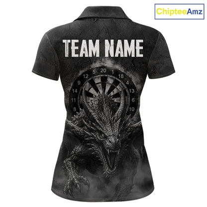 Custom Dragon Darts Shirt For Women With Cracked Stone, Dragon Grey Smoke Darts Team Jersey NYN3946