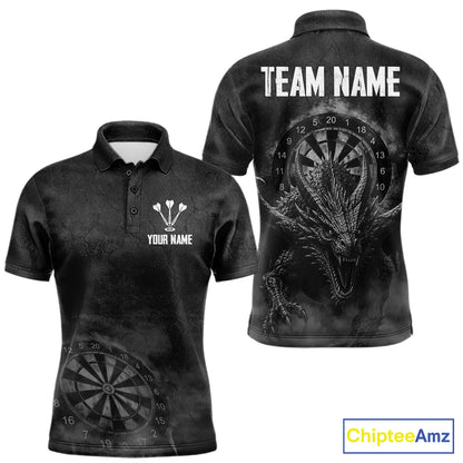 Custom Dragon Darts Shirt For Men With Cracked Stone, Dragon Grey Smoke Darts Team Jersey NYN3946