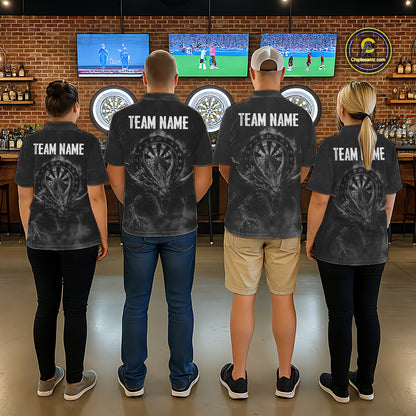 Custom Dragon Darts Shirt For Men With Cracked Stone, Dragon Grey Smoke Darts Team Jersey NYN3946