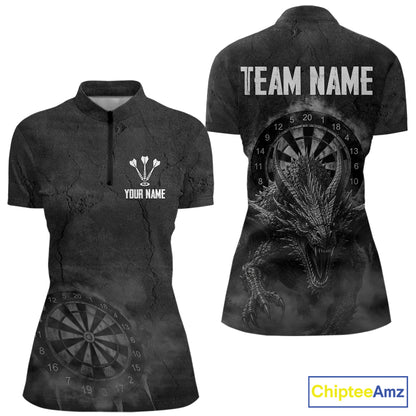 Custom Dragon Darts Shirt For Women With Cracked Stone, Dragon Grey Smoke Darts Team Jersey NYN3946