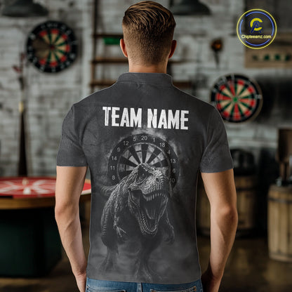 Custom Dinosaur Darts Shirt For Men With Cracked Stone, Dinosaur Grey Smoke Darts Team Jersey NYN3947