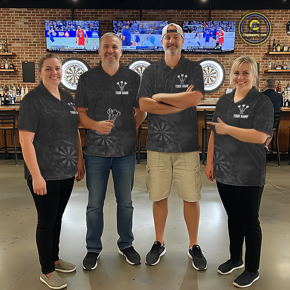Custom Dinosaur Darts Shirt For Men With Cracked Stone, Dinosaur Grey Smoke Darts Team Jersey NYN3947
