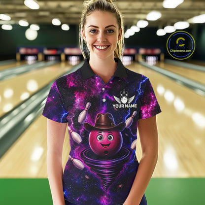 Funny Cowboy Bowling Ball Shirts For Women Custom Galaxy Tornado Bowling Team Jerseys NYN3414