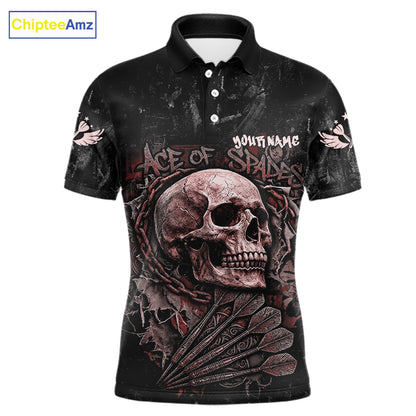 Red Graffiti Grunge Skull Darts Shirt For Men Custom Name & Team Skull Dart Outfit Jerseys NYN3985