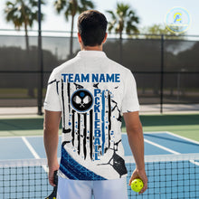 Load image into Gallery viewer, Custom White Grunge Blue Patriotic Pickleball League Jerseys Men US Flag Pickleball Shirts NYN2153