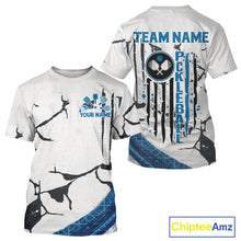 Load image into Gallery viewer, Custom White Grunge Blue Patriotic Pickleball League Jerseys Men US Flag Pickleball Shirts NYN2153