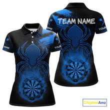 Load image into Gallery viewer, Blue Spider Women's Grunge Darts Shirt Smoke Dartboard - Custom Name For Darts Jersey NYN0468