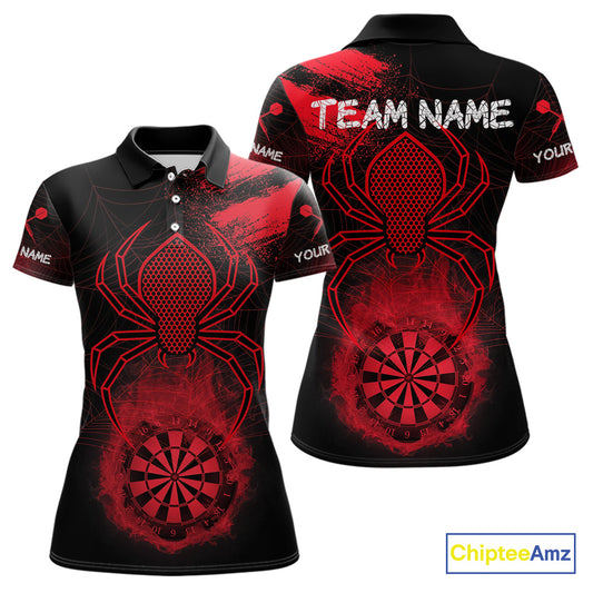 Red Spider Women's Grunge Darts Shirt Smoke Dartboard - Custom Name For Darts Jersey NYN0469