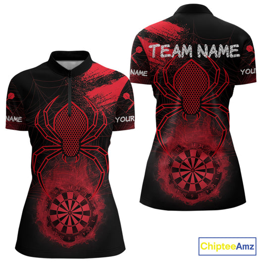 Red Spider Women's Grunge Darts Shirt Smoke Dartboard - Custom Name For Darts Jersey NYN0469