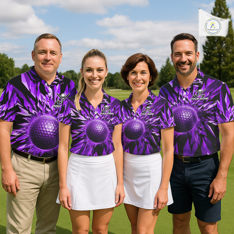 Icy Purple Geometric Mens Golf Polo Shirt Customize Golf Gifts For Men Golf Team Attire NYN4007