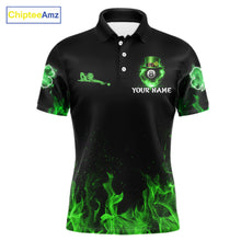 Load image into Gallery viewer, Shamrock 8 Ball Pool Polo &amp; 1/4-Zip Shirt Personalized Men Patrick's Day Billiard Attire Gifts NYN2421