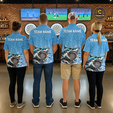 Load image into Gallery viewer, Blue Ferocious Shark Dartboard &amp; Arrow Women Darts 1/4-Zip Shirt Custom Funny Dart League Shirt NYN2647
