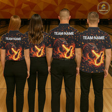 Load image into Gallery viewer, Fire Flame Dragon Bowling Polo Quarter Zip Shirts For Women Custom Team Bowling Jerseys | Red NYN3450