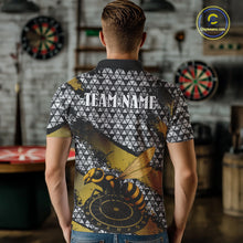 Load image into Gallery viewer, Custom Funny Gold Bee Silver Triangle Darts Polo Shirt For Men Funny Dart League Jerseys NYN2176