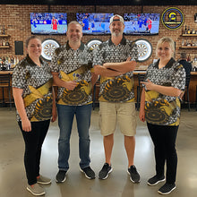 Load image into Gallery viewer, Custom Funny Gold Bee Silver Triangle Darts Polo Shirt For Men Funny Dart League Jerseys NYN2176