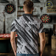Load image into Gallery viewer, Custom Black Grey Grunge Streaks Skull Men Darts Polo Team Shirt Skull Dart League Jerseys NYN2180