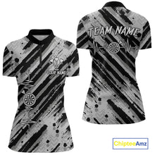 Load image into Gallery viewer, Custom Black Grey Grunge Streaks Skull Women Darts Quarter-Zip Team Shirt Skull Dart League Jerseys NYN2180