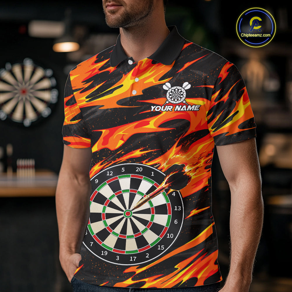 Fire Flame Dartboard Dart Shirt For Men Personalized Red Flames Dart Team Outfits Jerseys NYN4053